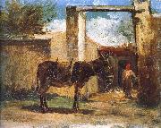 Farm before the donkey, Camille Pissarro